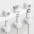 Lamicall Cord Organizer, Spring Cable Management Clips - 6Pack Compact Desk Cable Holder Clips, Nightstand Phone Charging Cord Holder, Halloween Adhesive Wire Organizer, Office Accessory, White