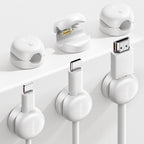 Lamicall Cord Organizer, Spring Cable Management Clips - 6Pack Compact Desk Cable Holder Clips, Nightstand Phone Charging Cord Holder, Halloween Adhesive Wire Organizer, Office Accessory, White