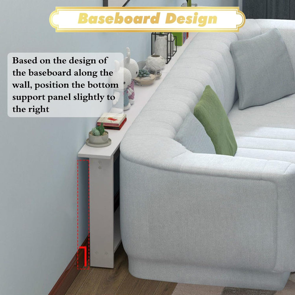 Brown Behind Couch Sofa Tables Narrow Long Skinny, Compact Small Side Table w...