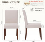 Upholstered Parsons Dining Chairs Set of 4, Modern Dining Room Chairs with Back, Fabric Kitchen Side Chairs with Wood Legs for Dinner Farmhouse Restaurant, Beige