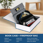 Book Safe with Combination Lock, Hidden Safe (9.5 x 6.2 x 2.2 Inch) with Fireproof Bag, Secret Diversion Safe, Hollow Book Box Hidden Storage, Money Safe Box for Cash (COOK)