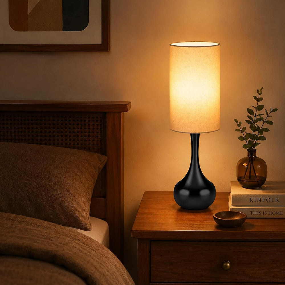19" Mid Century Modern Droplet Table Lamp with Cylinder Shade