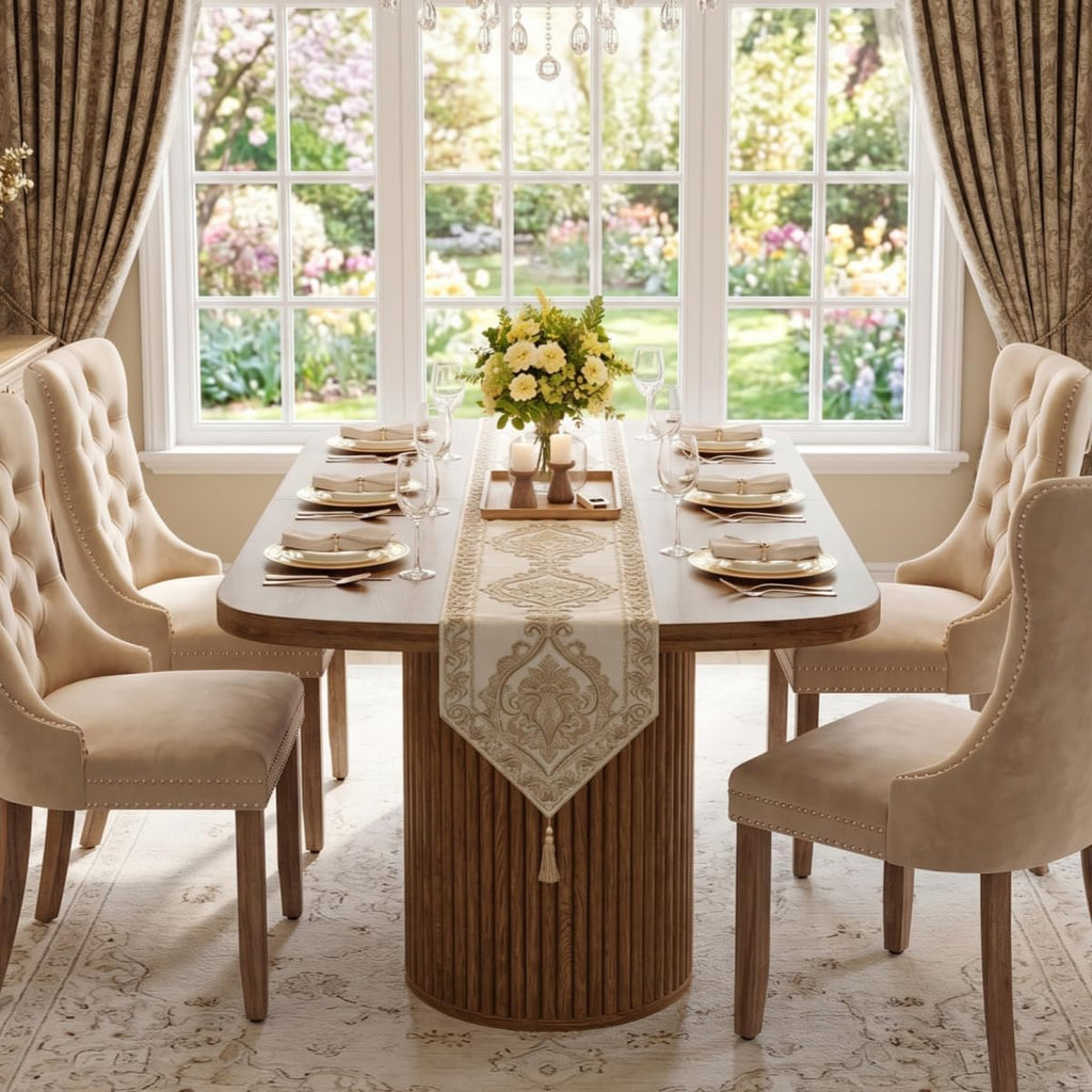 79" Dining Room Table for 6 8 10 Person, Large Wood Dining Table, Rectangular Modern Mid-Century Farmhouse Dining Room Table for 6 8 10, Ideal for Dining & Gatherings