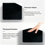 YDcosyfy Modern Cube Ottoman Set of 2, Corduroy Vanity Stool Footrest, Upholstered Stool for Makeup, Bedroom, Living Room, Black
