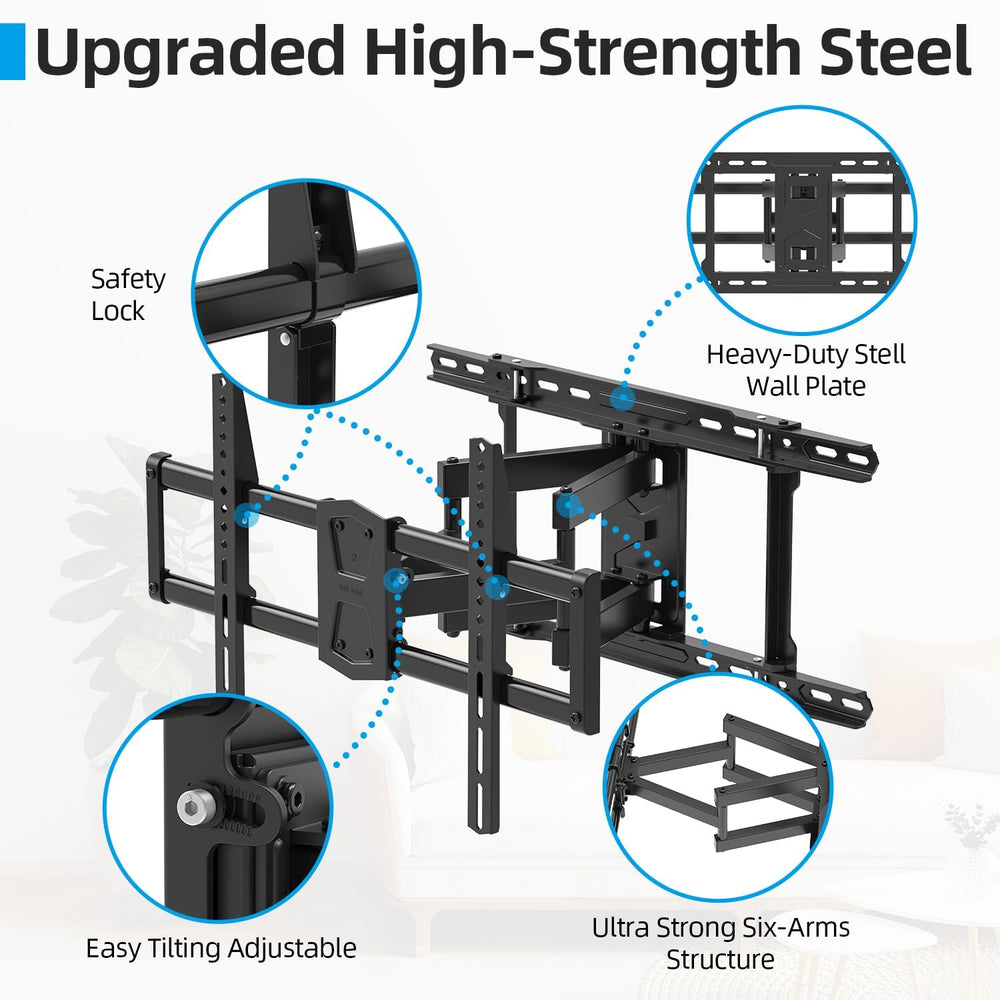 USX STAR Full Motion TV Wall Mount 24 inch Studs for Most 42-86 Inch TVs, Adj...