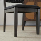 VINGLI Black Woven Wooden Dining Chairs Set of 4,Armless Mid Century Modern Desk Chairs with Rivet&Foot Pegs,Upholstered Farmhouse Comfy Chair No Wheels for Dining Room,Living Room,Kitchen,Oak,Suede