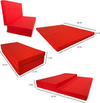 D&D Futon Furniture Portable Trifold Mattress, Foldable Foam Mattresses Small Space Saving Guest, Floor Fold Out Bed Ottoman, 4 inch Folding Cushion Pad Camping RV (Full Size 4x54x75, Red)