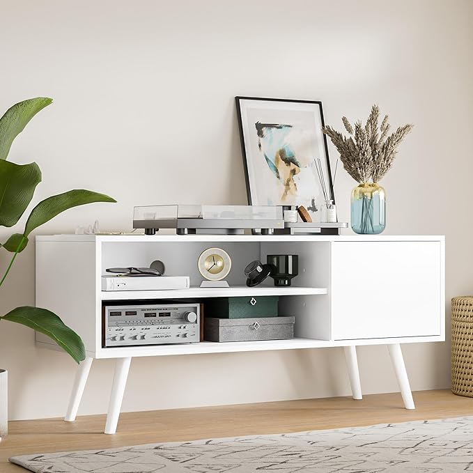 Cozy Castle TV Stand for 48 Inch TV, Mid Century Modern Entertainment Center ...