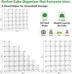 C&AHOME Cube Storage Organizer, 30-Cube Shelves Units, Closet Cabinet, DIY Plastic Modular Book Shelf, Ideal for Bedroom, Living Room, Office, 60.6" L x 12.4" W x 72.6" H Transparent White UPCS30W
