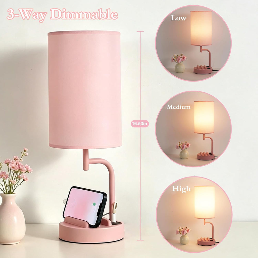 Dreamholder Touch Control USB Table Lamp with USB C/A & AC Outlet, 3-Way ...