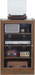 Walnut 5-Tier AV Media Shelf Storage Cabinet with Adjustable Shelves and Cable Management for Living, Gaming, Recording Room