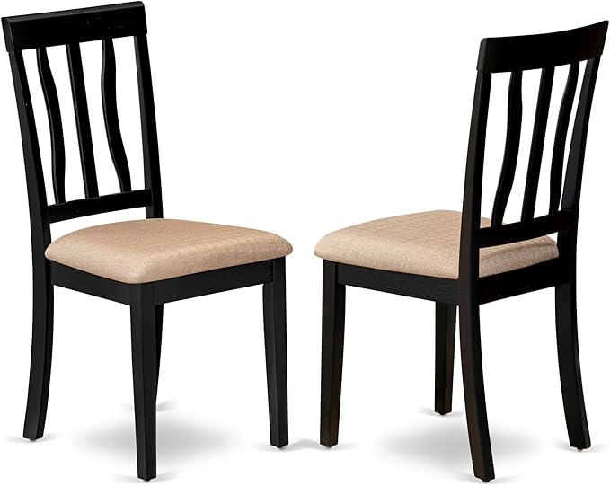 East West Furniture HLAN5-BCH-C 5 Piece Kitchen Table Set for 4 Includes a Round Dining Room Table with Pedestal and 4 Linen Fabric Upholstered Dining Chairs, 42x42 Inch, Black & Cherry