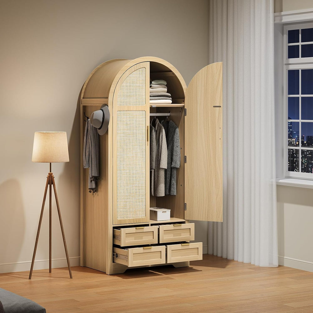 Armoire Wardrobe Closet with 4 Drawers - Wood Bedroom Armoires and Wardrobes ...