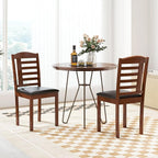 GOFLAME Wooden Dining Chairs Set of 2, Upholstered Kitchen Side Chairs with Faux Leather Padded Seat & Rubber Wood Frame, Mid-Century Dinette Chairs for Dining Room, Restaurant
