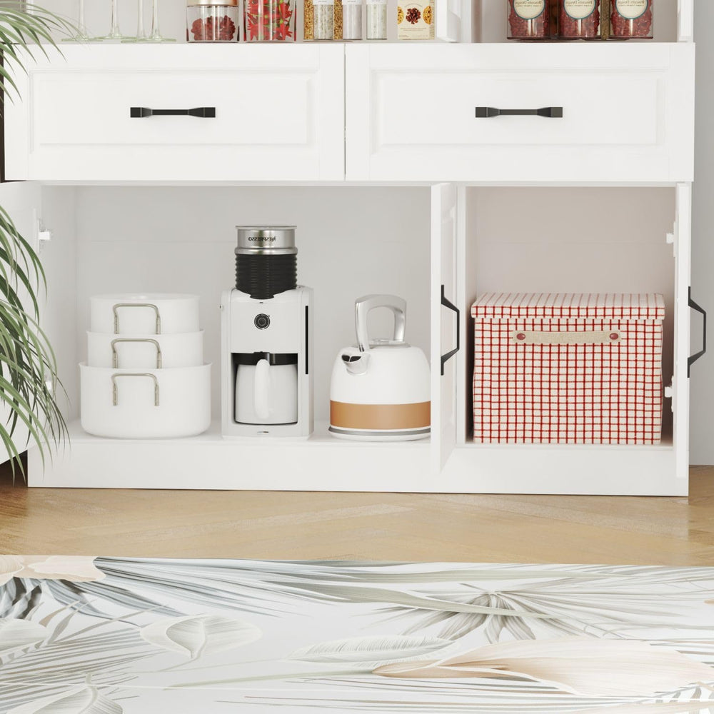 MOUMON Pantry Cabinet Kitchen Storage Cabinet with 3 Glass Doors, Kitchen Pan...