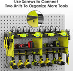 CCCEI Modular Power Tool Organizer Wall Mount with Charging Station. Garage Drill Storage Shelf with Hooks, Heavy Duty Rack, Tool Battery Holder Built in 8 Outlet. Gift for Men. Green, 1 Pack.