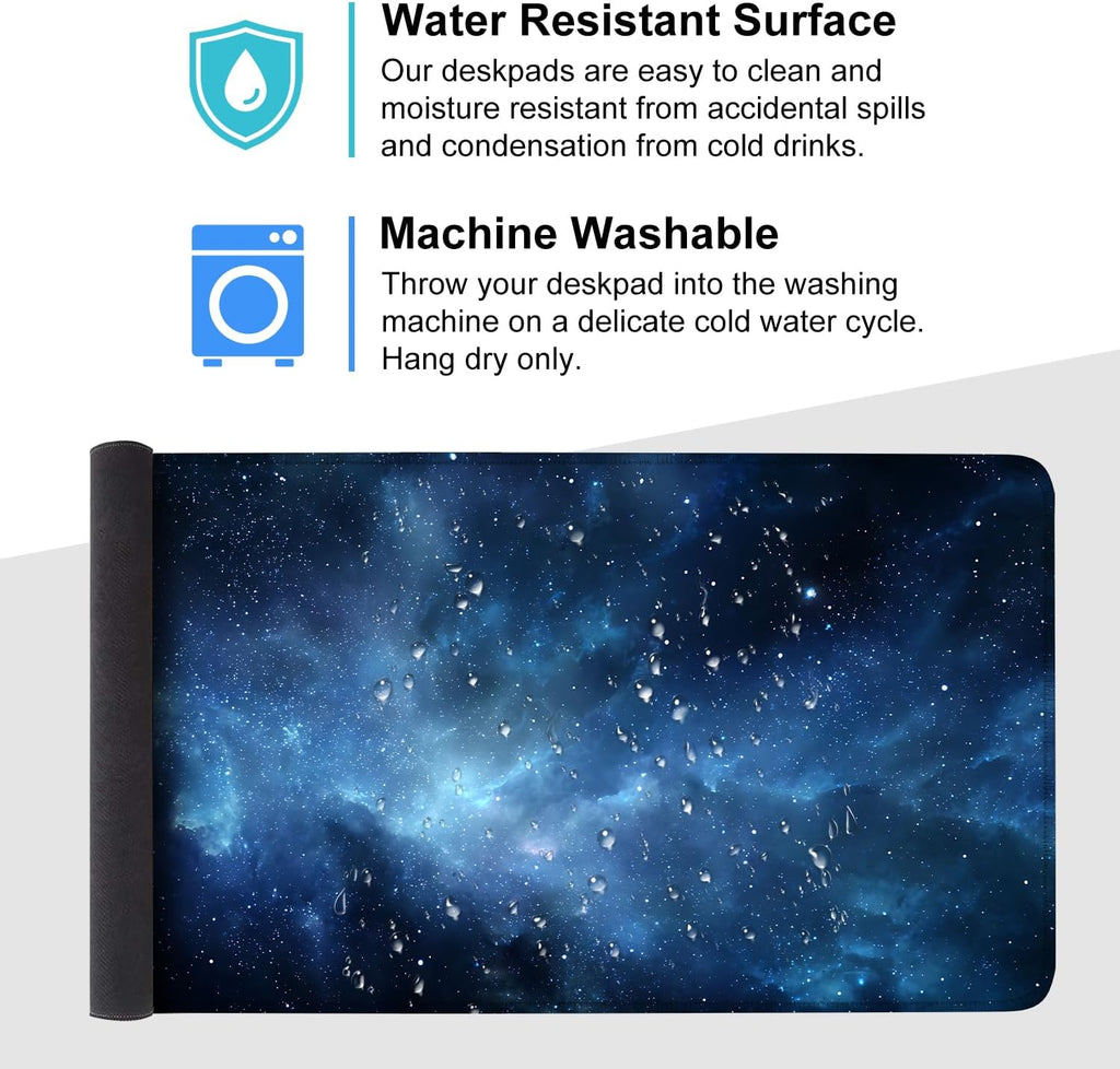 Galaxy Mouse Pad – Large Extended Desk Mat 35.43 x 15.75 in – Deep Space Nebula Starry Sky Design, Non-Slip Base, Waterproof Surface, Oversized Keyboard & Mouse Pad for Gaming or Office