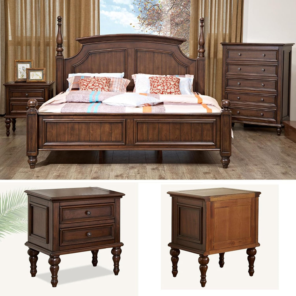 UPGENT Minimalist Bedside Table, Vintage nightstand with Drawers, Mini End Table for Bedroom Living Room 50 × 45 × 60CM