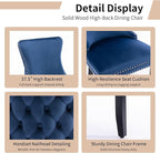 Modern Dining Chairs Set of 8, Upholstered Dining Chair with Full Back and Button Tufting, Blue Velvet Accent Chair, Sillas de Comedor, Kitchen & Dining Room Chairs (Blue, Velvet, 8Pcs)
