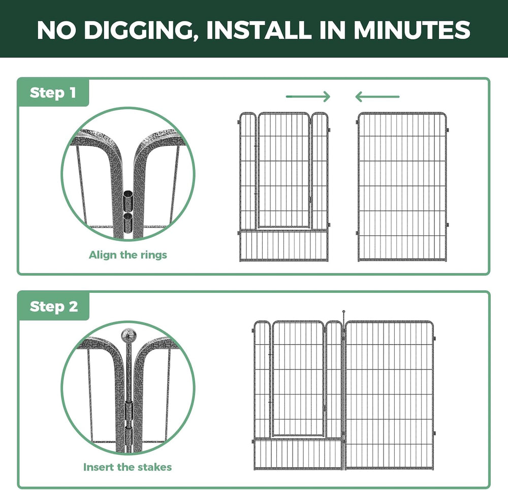 FXW No Dig Garden Fence, Outdoor for Yard, 45in(H) x 36.4ft(L), 16 Panels