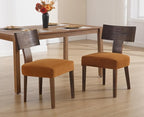 chairus Farmhouse Dining Chairs Set of 2, Upholstered Accent Chairs with Dark Brown T-Shape Wood Back Armless Kitchen Chairs with Soft Pad, Velvet Brown