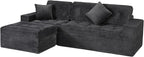 Eafurn 105" L-Shaped Boneless Modular Sectional Sofa with Movable Ottoman, Comfy Corduroy Floor Couch with Deep Seat and Tufted Seat, Flexible Module Combination for Living Room, No Assembly | Deep Seat, Wider Armrest, Free Combination, Tufted