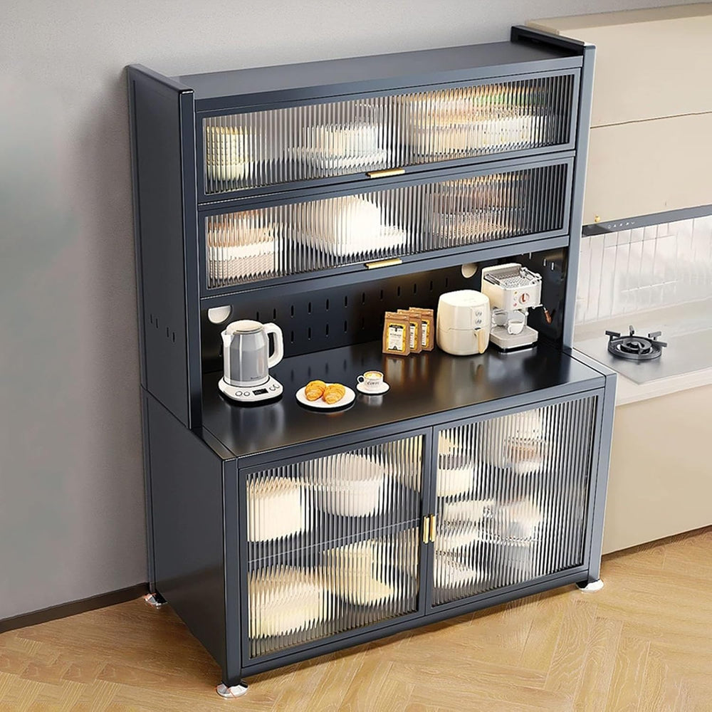 JKGHK Kitchen Pantry Cabinet Storage with Microwave Shelf, Kitchen Cabinet St...