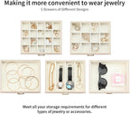 Large Jewelry Holder Organizer, 6 Layer Jewelry Box for Women Jewelry Storage Case With Handle, Gift for Christmas New Year, Apricot