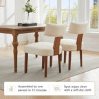 Dining Chairs Set of 2, Upholstered Fabric Kitchen Chairs with Solid Wood Legs, Modern Mid Century Accent Side Chairs for Dining Room Living Room, Ergonomic Comfort White (White, Set of 2)