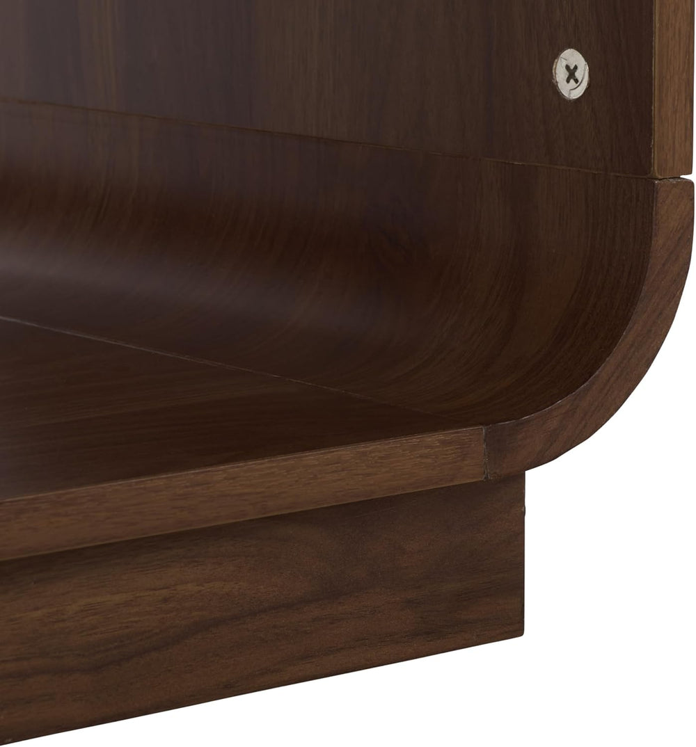 SAFAVIEH Furniture - Acres Accent Table - Walnut Wood & Glass Top - 2 She...