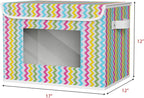 Univivi Fabric Foldable Storage Boxes [4-Pack] Large Collapsible Stackable Storage Bins with Lids, Closet Organizers and Storage Cube Basket for Home, Office, Bedroom (Colorful, 17”x 12” x 12”)