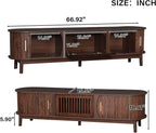 Ball & Cast 67" Modern Farmhouse TV Stand for TVs up to 75",Media Console with Drop-Down & Sliding Doors,Entertainment Center w/2 Storage Cabinets & Solid Wood Legs for Living Room,Bedroom Dark Brown
