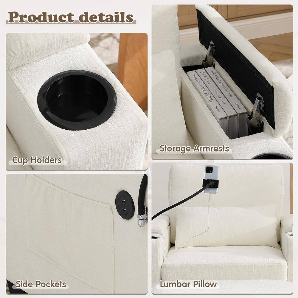Small Chaise Lounge Chair Indoor with Ottoman&Adjustable Backrest,Chenill...
