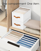 Closet Organizers and Storage - Fabric Clothes Organizer with Handles, Foldable Jeans Organizer for Clothes, Drawer Organizer for Shirts, Bra, Sweater, Scarf, 6 Pack, White