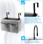 Bedside Storage Organizer 5 Pockets with 4 Hooks Hanging Storage Bag for Headboards/Bunk Bed (Grey)