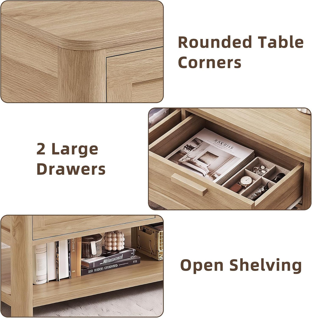 Joaxswe Farmhouse Coffee Table Set of 3, Natural Wood | Livng Room Table Sets...