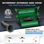 Flemoon [9 Pack] Outdoor Extension Cord Safety Cover, IPX4 Waterproof Connection Protector, Weatherproof Electrical Box for Outdoor Plug, Outlet, Holiday Light, Christmas Decorations, Green