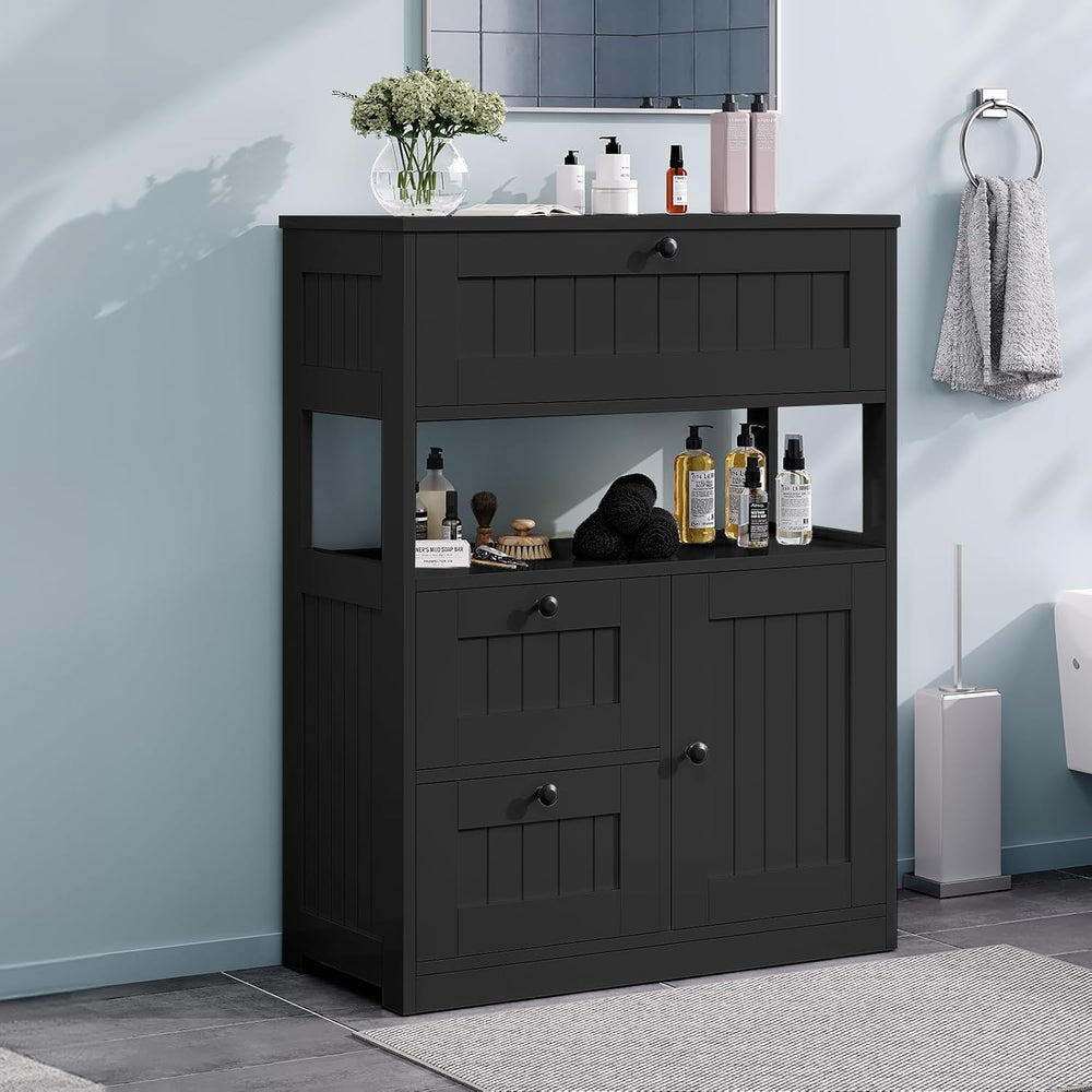 GRUSIGN Storage Cabinet, Modern Bathroom Floor Storage Cabinet Organizer with...