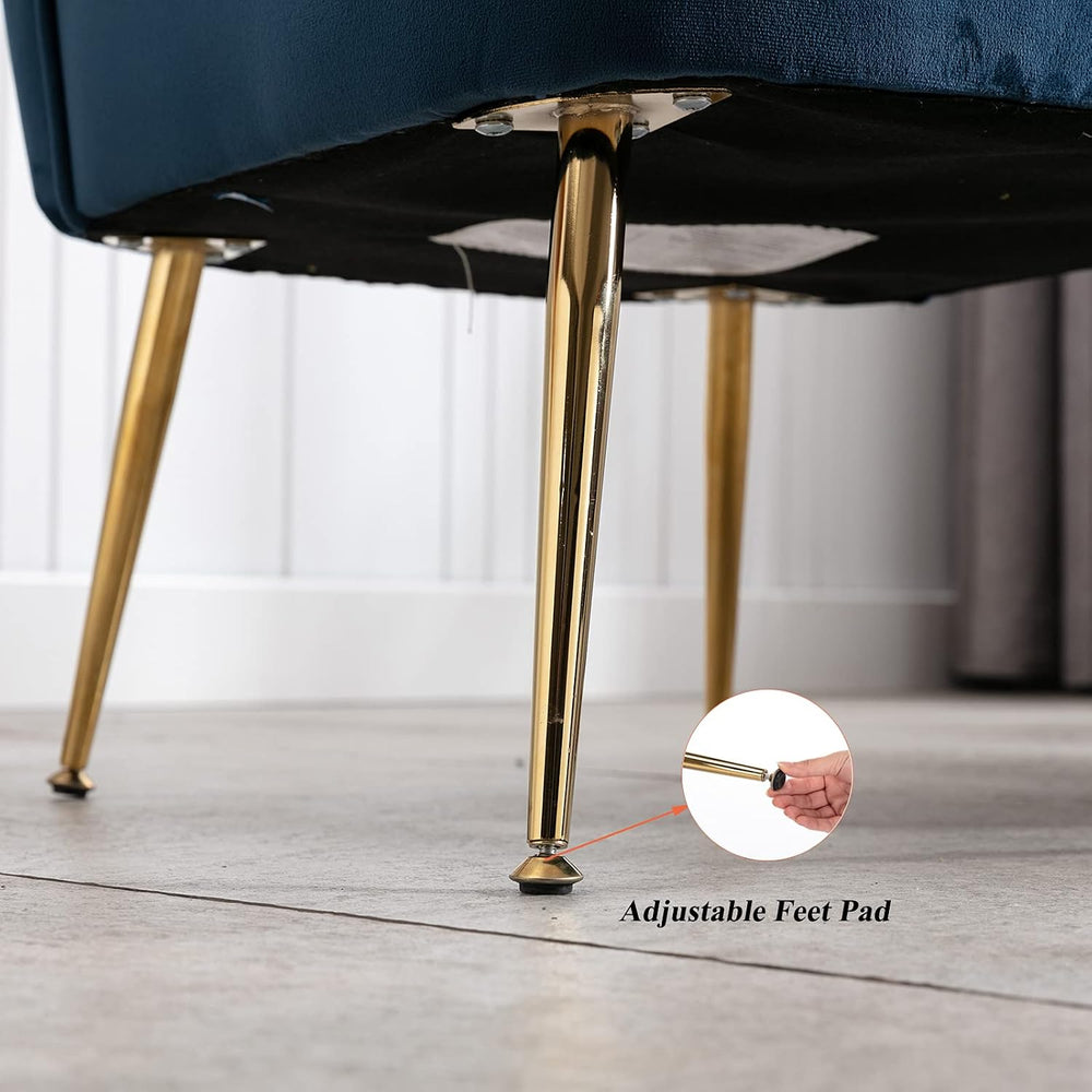 DUOMAY Modern Accent Chair Set of 2 Velvet Slipper Chair with Gold Legs Wingb...