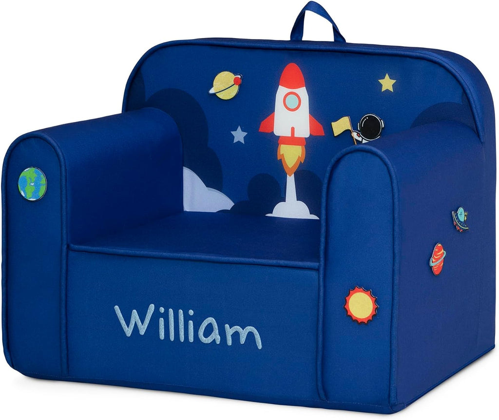 Delta Children Personalized Mix & Match Cozee Kids Chair with Interchangeable Patches, Space