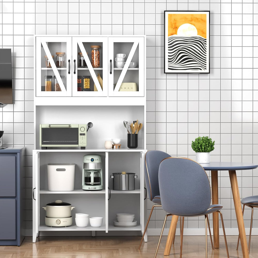 VOWNER Kitchen Pantry Storage Cabinet, Tall Kitchen Cabinets with 6 Doors, Fr...