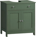 TEENFON Pedestal Sink Storage Cabinet with 2 Doors and Drawer, Bathroom Sink Cabinet, Under Sink Storage with U-Shape Cut-Out, Green UNYSG033V