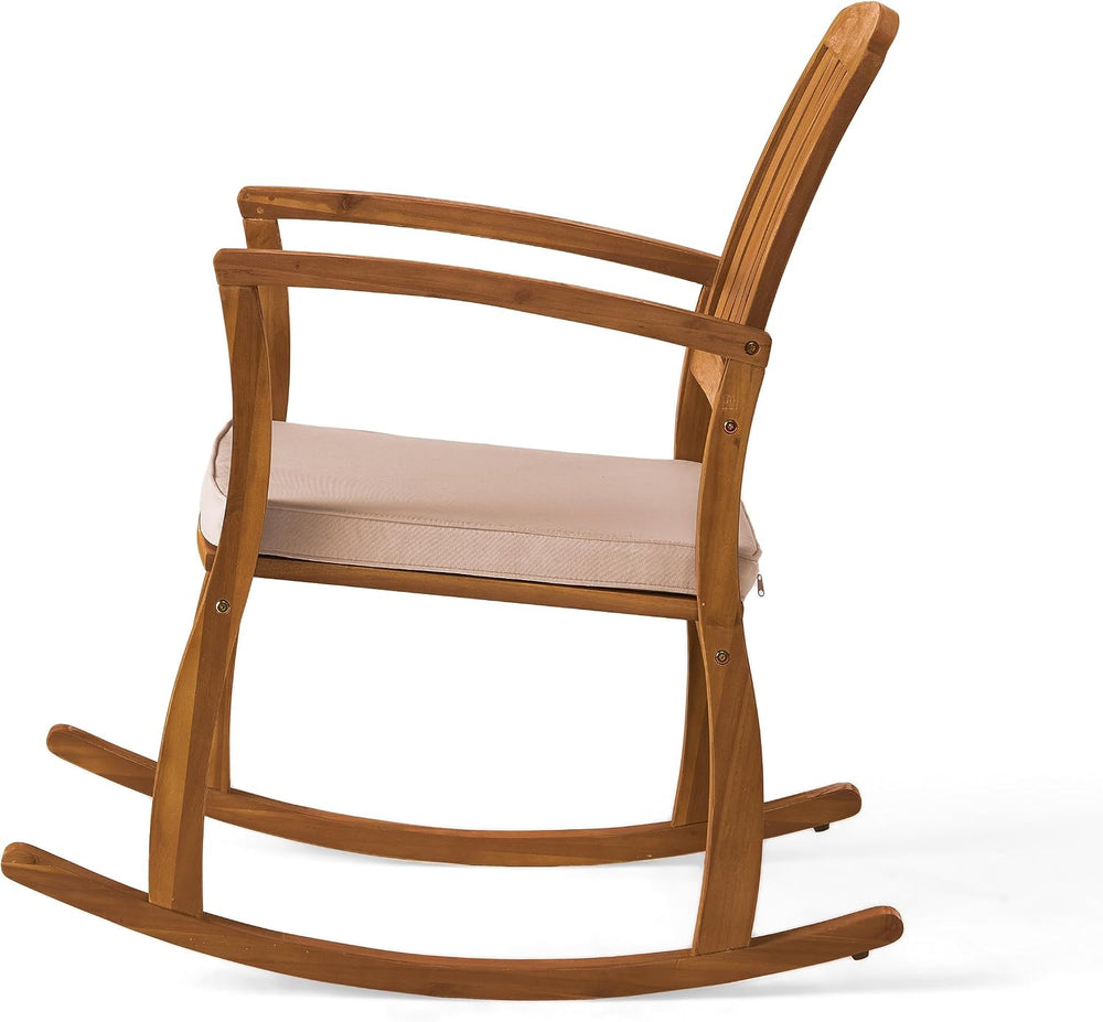 Christopher Knight Home Selma Acacia Rocking Chairs with Cushions, 2-Pcs Set,...