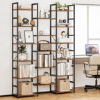 NUMENN Triple Column 6 Tier Bookshelf, Bookcase with 17 Open Display Shelves, Adjustable Rustic Industrial Style Book Shelves, Modern Bookshelves for Bedroom, Living Room and Home Office, Vintage