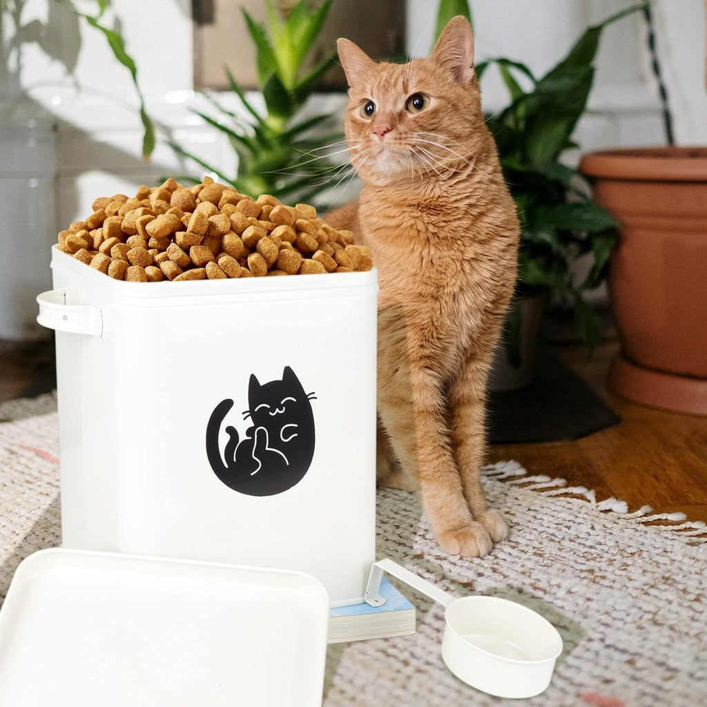Dog and Cat Food Storage Container 6L, Cute Pet Food Storage Containers with Lids Airtight, Metal Cat Food Bin with Measuring Cup, Durable Airtight Cat Food Container for Pet Owners(#3)
