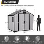 8 x 6 FT All-Weather Plastic Garden Shed, Resin Outdoor Storage Shed with Floor, Lockable Doors & Windows, Plastic Tool Shed for Poolside, Backyard, Patio