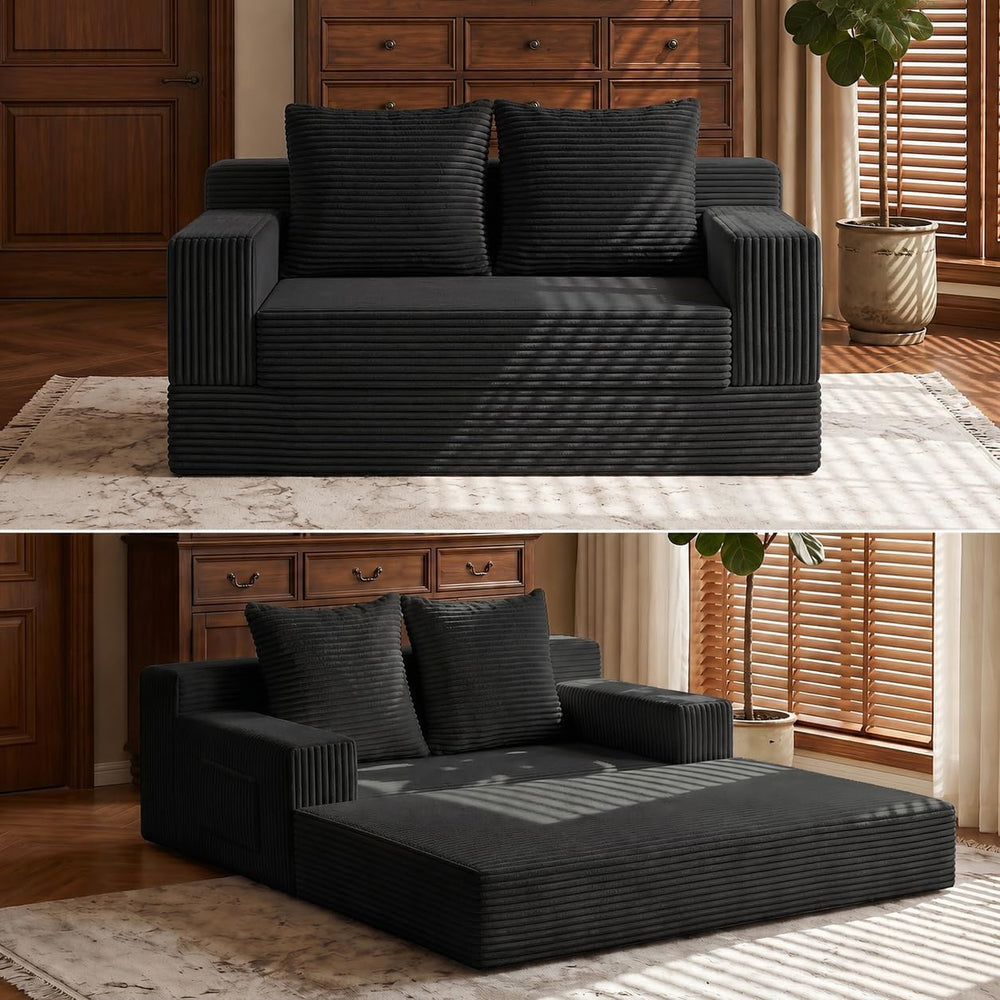 Loveseat Couch Folding Sofa Bed, Foldable Floor Futon Sleeper Couch Bed - Con...