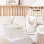 OIAHOMY Storage Basket for Shelves, Closet Cube Storage Bins Baskets for Clothes Blanket Towels, Baby Nursery, Toy Baskets Box, Woven Rope Basket, 17.72*12.99*7.87 IN, 2 Packs White