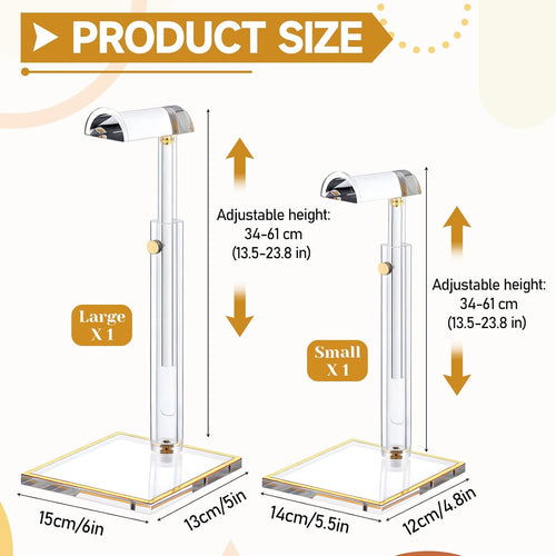 2 PCS Purse Display Stand, Handbag Stand Acrylic Purse Holder Adjustable Height Bag Rack Transparent Hanger Rack Curved Design Decorative for Display Handbags, Shoulder Bags and Necklaces
