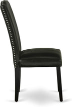East West Furniture SHEN5-BLK-69 5 Piece Dining Room Table Set Includes a Round Kitchen Table with Pedestal and 4 Black Faux Leather Parson Dining Chairs, 42x42 Inch, Black